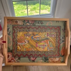 MacKenzie-Childs by Pimpernel “go fish”  Serving Tray with cork back- Multicolor